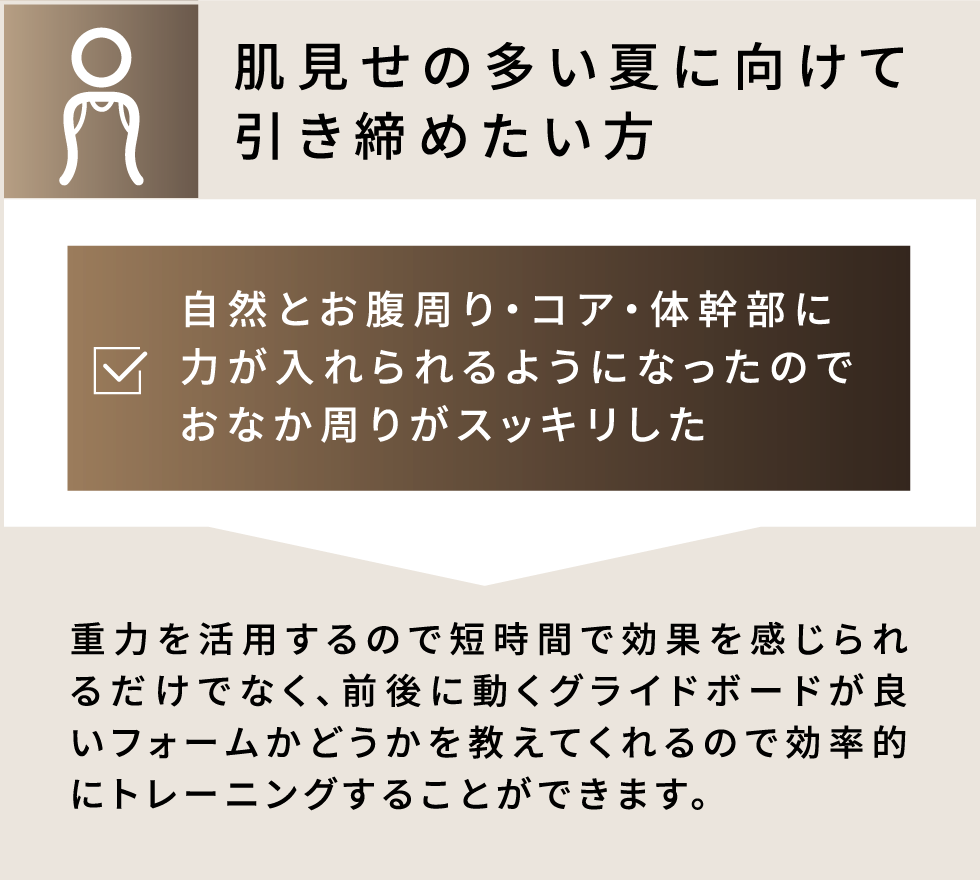 肌見せの多い夏に向けて引き締めたい方